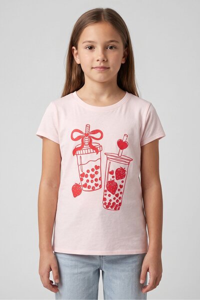 The Children's Place Kids Girl Short Sleeve Graphic Print T-Shirt, Pink
