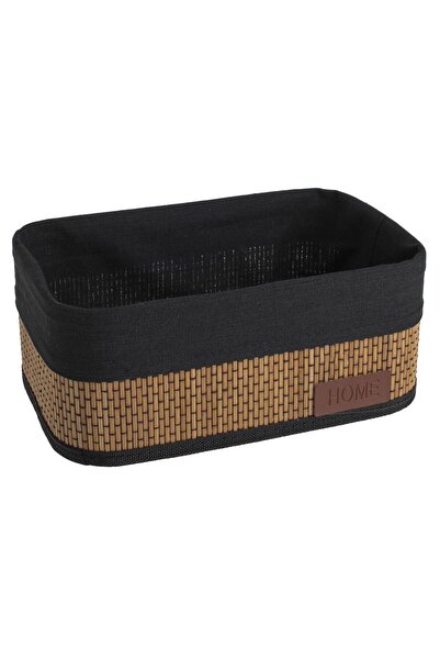 OEM Cosulet de Depozitare din Bambus cu Tesatura Neagra Home 28x18x12cm