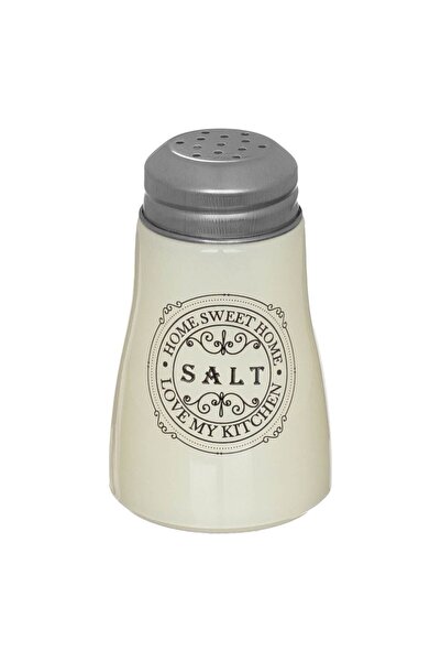OEM White Glass Salt Shaker "HOME SWEET HOME" Ø5.5x10cm