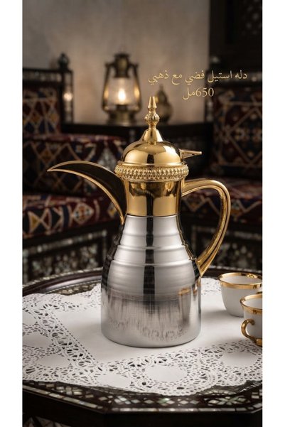 Generic Brand Coffee Pot Steel Silver with Gold 650ml.