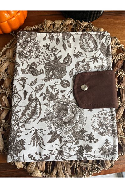 runa Kahve çiçek desenli kitap kılıfı &tablet kılıfı 22-28 cm ölçüsündedir