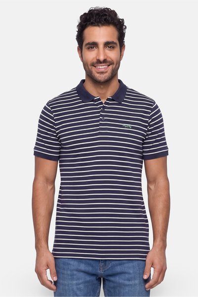 Tokyo Laundry Men Regular Fit Stripe Short Sleeve Polo Shirt, Multicolor