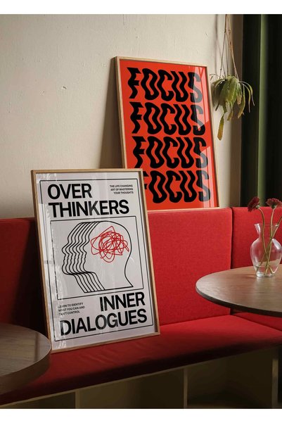 Buka Shops Focus ve Overthinkers 2'li Tablo Seti Motivasyon Yazılı – Çerçeveli