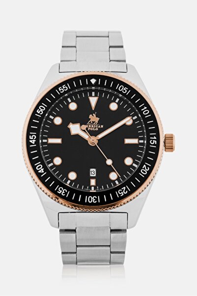 American Polo Men APTTRGBK116G Stainless Steel Analog Watch 41 mm, Silver