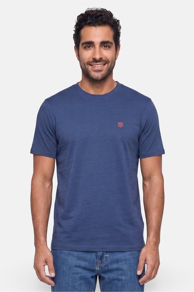 KENSINGTON Men Crew Neck Short Sleeve Embroidered Logo T-Shirt, Sage Blue