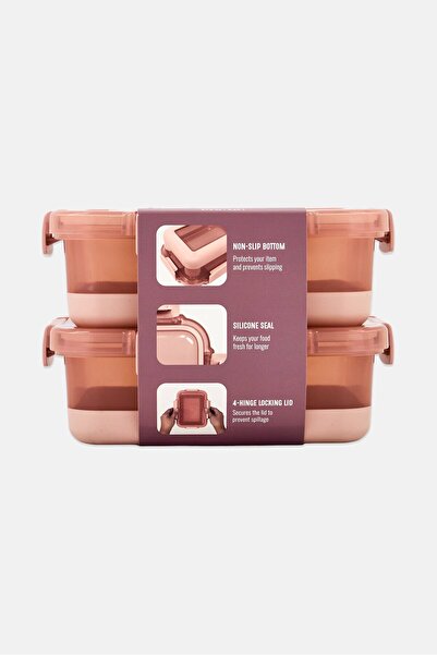 Gourmet 2 Piece Rectangle Food Container, Old Rose