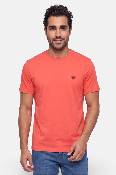 KENSINGTON Men Crew Neck Short Sleeve Embroidered Logo T-Shirt, Pink