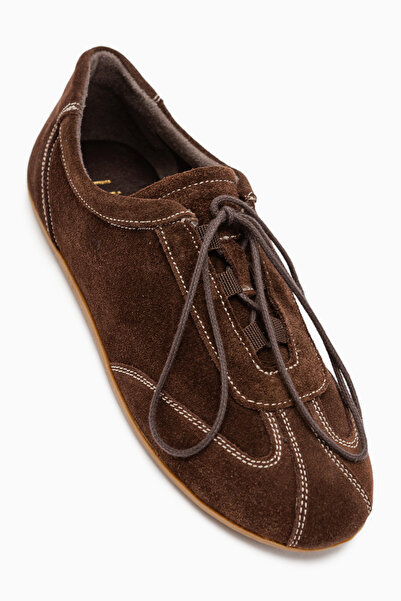 Limoya Berry Genuine Leather Brown Suede Lace-Up Casual Women's Shoes