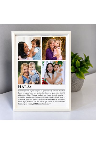Zemora Jewelry Kişiye Özel Hala Yazılı Çerçeve Tasarımı, Doğum Günü Hediyesi
