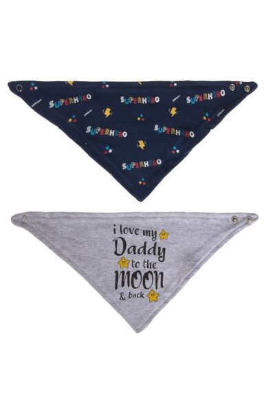 OEM Baveta - Βαμβάκι κασκόλ γκρι μπλε "superhero - i love my dad" για νεογένν...