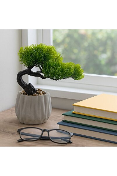 OEM Ghiveci Decorativ Gri cu Planta Artificiala Bonsai 17x15x19cm
