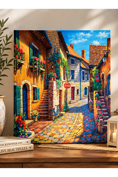 DAR SOKAK Kanvas Işıklı Kumaş Tablo - Pilli 90×60