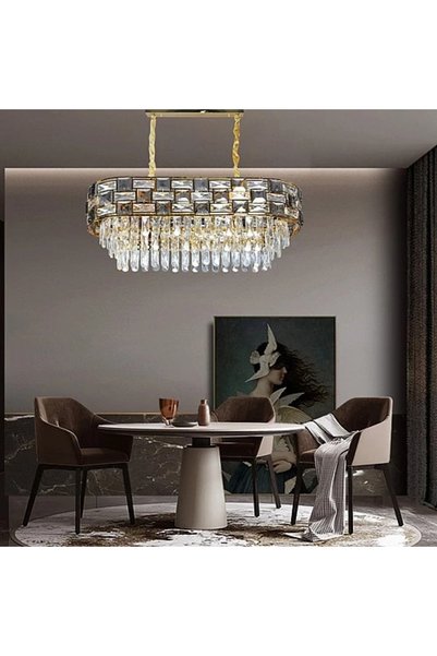 Generic Brand Modern Gold Pendant Crystal Chandelier with E14 Base 80X30Cm 10...
