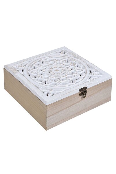 OEM Wooden Storage Box with Perforated Lid Mandala 22.5x22.5x10cm
