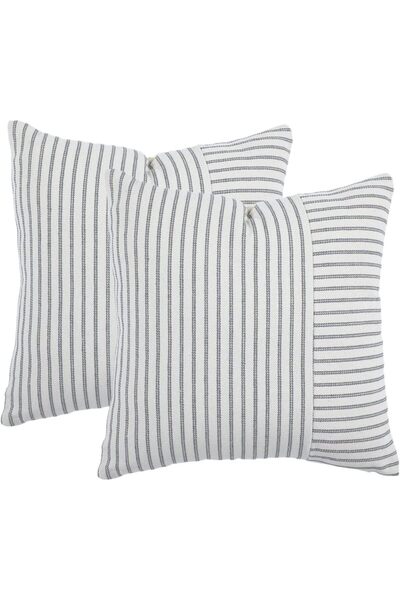 Arabest Grey Farmhouse Striped Throw Pillow Covers,45x45cm Durable Polyester ...