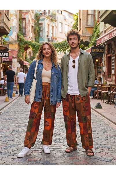 AYASOFYA OTANTIK Unisex Νεπαλέζικο έθνικ αυθεντικό παντελόνι μποέμ με ελαστικ...