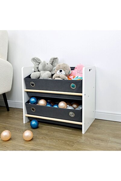 OEM MDF Wooden Shelf with 2 Textile Shelves 55x35x50cm
