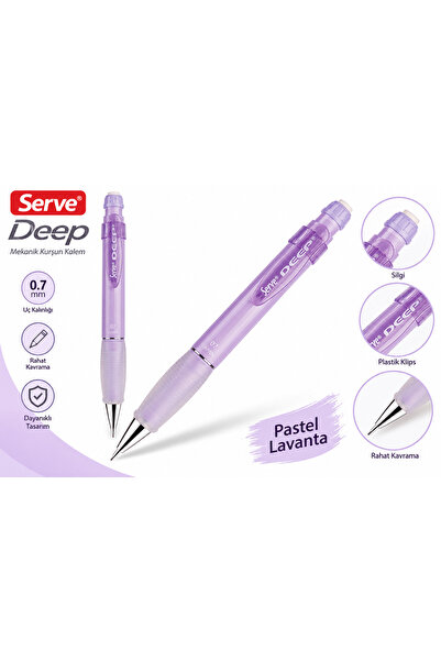 Serve Deep Pastel Lavanta 0.7 mm Mekanik Kurşun Kalem (Versatil Kalem)
