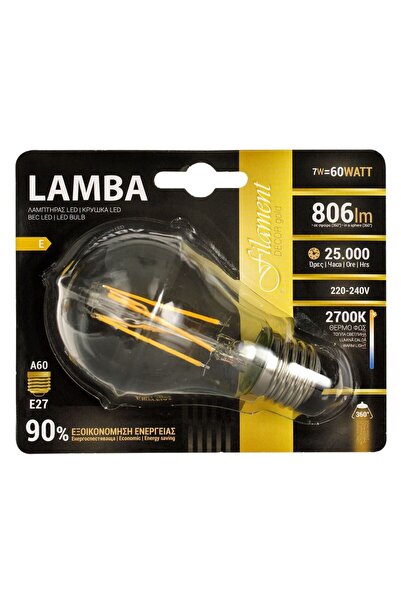 OEM Bec LED E27 7W (A60) Διακοσμητικό Νήμα - Θερμό Λευκό