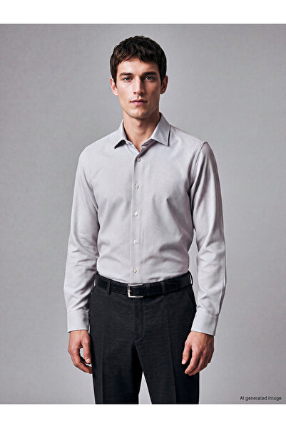 LC Waikiki Ozmarka New Season Gray Slim Fit Dobby Men's Shirt