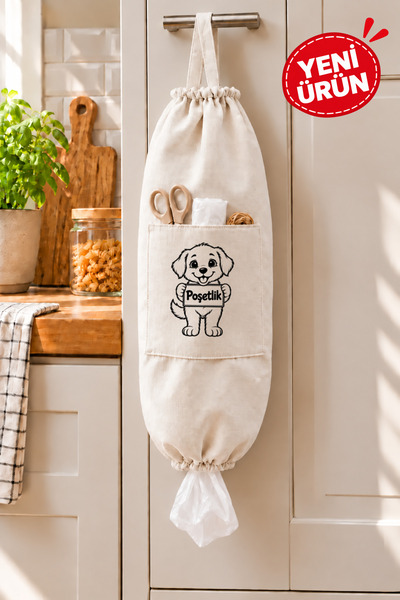 Paris Home Cepli Asılabilir Köpek Desenli Poşetlik, Mutfak Poşet Düzenleyici ...