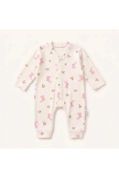 Luna Kids Store Cotton Rabbit Print Long Sleeve Jumpsuit
