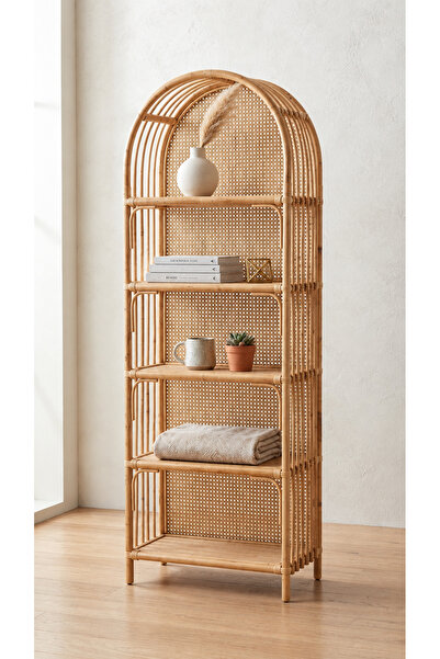 kardelen bambu mobılya Rattan Kitaplık%El İşçiliği Hazeran Kitaplık Krem 170&60