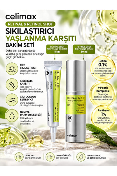 Celimax Retinal & Retinol Shot 2'li Set – İnce Çizgi Görünümü Karşıtı, Sıkıla...