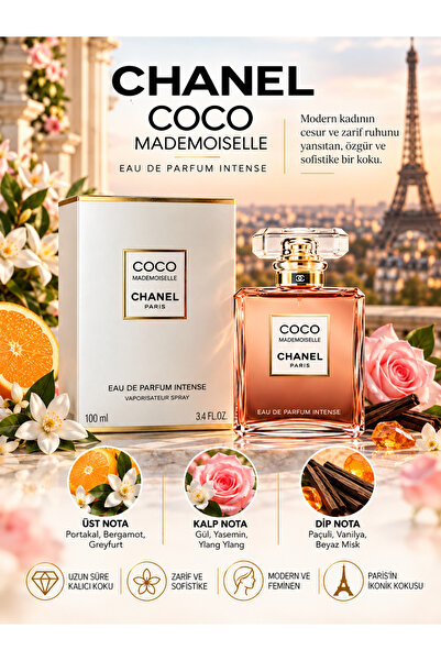 Chanel COCO MADEMOISELLE Eau De Parfum Intense Spray 100 ml – Yoğun Çiçeksi v...
