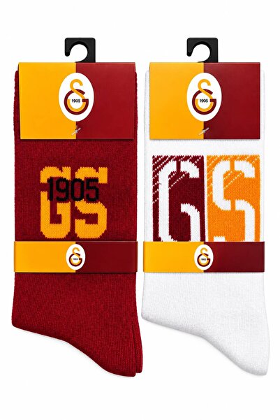 Galatasaray Licensed Fan Socks Unisex 2-Pair Adult Socks 1905 Socks White Red...