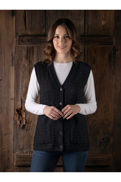 secret touch Mother's Vest Classic Patterned Knitted Wool Cotton Blend Vest w...