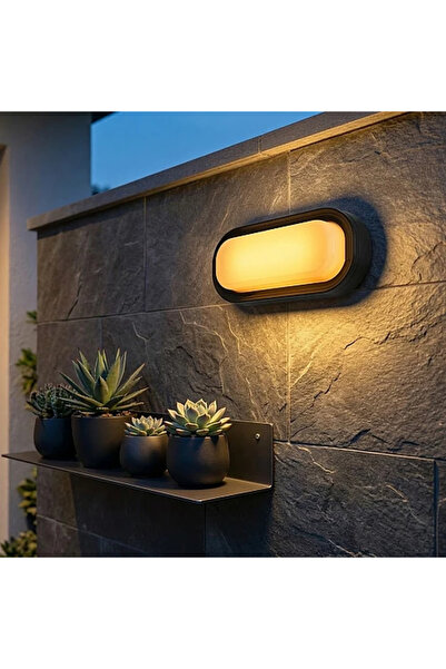 Generic Brand كشاف جداري خارجي مستطيل أسود LED 20 واط إضاءة صفراء HU2130/20W/...