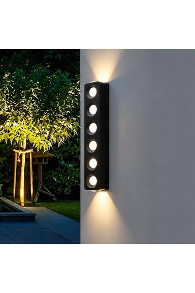Generic Brand أبليك جداري خارجي مستطيل أسود LED 12 واط إضاءة صفراء HU9731/12W...