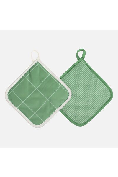 OEM Set Servet de Bucatarie Verde cu Modele Ecru 17x17cm - 2buc