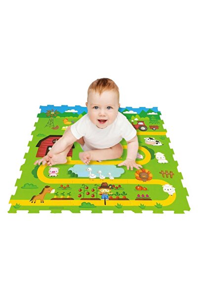OEM Covor Puzzle cu Model Ferma cu Animale pentru Copii 30,7x30,7cm (9 Piese)