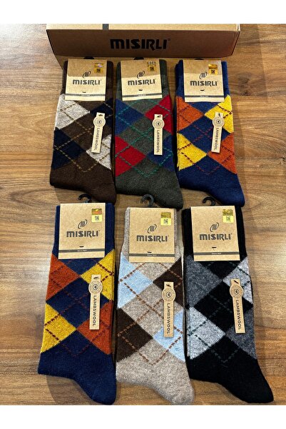 Mısırlı Men's Lambswool Seamless Lambswool Comfortable Winter Socks 6-Pack