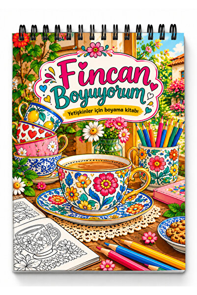 Pembe Yayınevi Mandala Boyama Kitabı - Yetişkinler İçin Boyama Sayfaları - Renkli Fincanlar - Fincan Boyama