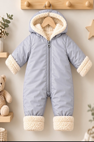 DeKuBaby Yeni Sezon Kapitone Tek Fermuarlı İç Astarı Kürklü, Kapüşonlu Bebek/...