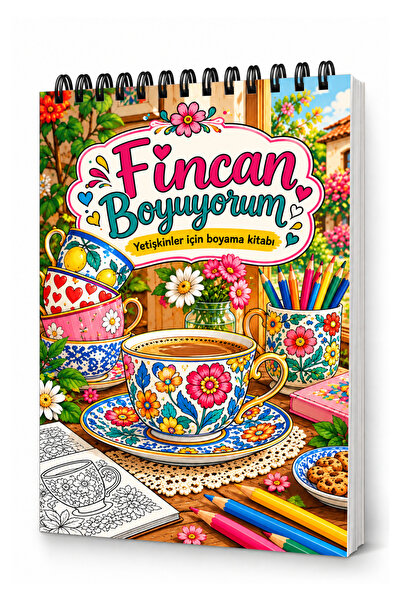 Pembe Yayınevi Mandala Boyama Kitabı - Yetişkinler İçin Boyama Sayfaları - Renkli Fincanlar - Fincan Boyama