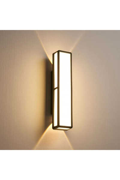 Generic Brand أبليك جداري خارجي مستطيل أسود LED 24 واط إضاءة صفراء 6782