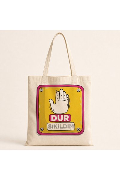 Mor Mürekkep I'M so Bored Printed Cloth Bag Shoulder Bag