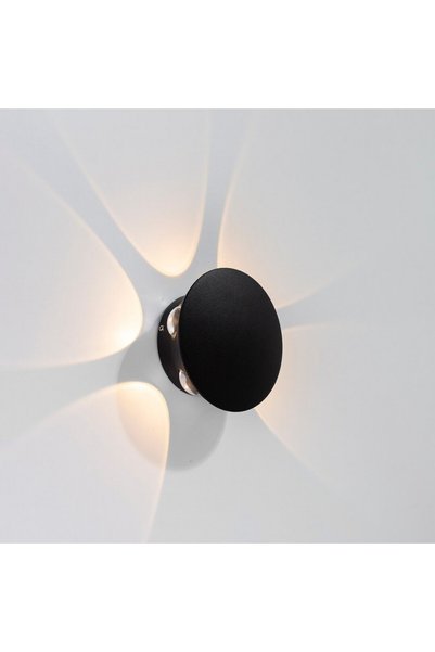 Generic Brand أبليك جداري خارجي دائري أسود LED 6 واط إضاءة صفراء 6 عدسات 2041