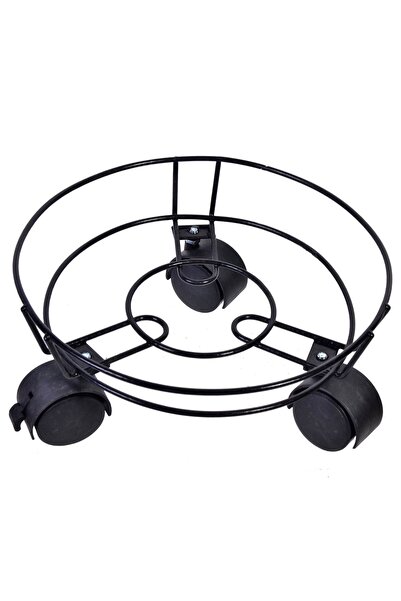 OEM Μαύρη Μεταλλική Γλάστρα με Ρόδες Ø20cm