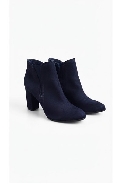 Tamaris Botine elegante de dama cu toc bloc din piele intoarsa ecologica, Navy Albastru, 40