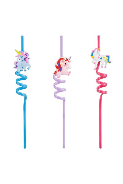OEM Reusable Twisted Plastic Straws Unicorns Ø6x270mm - 3pcs