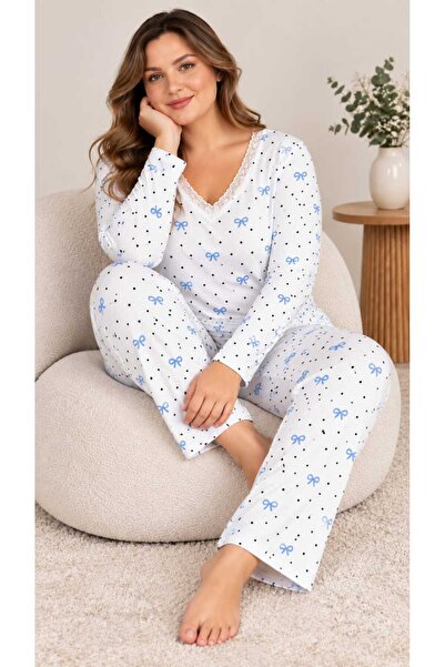 Sude HOMEWEAR Büyük Beden Kadın Desenli Pijama Takımı