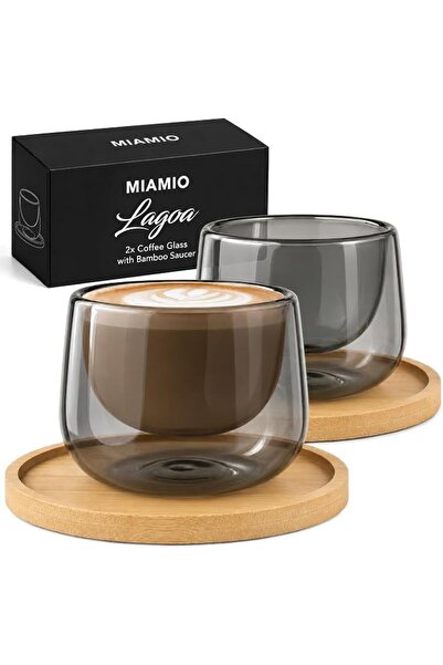 MIAMIO - Coffee Glasses/Thermal Glasses Set (2x180 ml) - Lagoa (Grey)