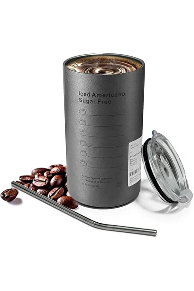 Tazweeq Iced Americano Insulated Coffee Cup, Stainless Steel Leak Proof Tumbl...