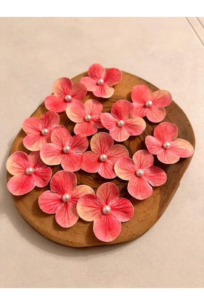Kara Art İncili Yapay Islak Dokulu Ortanca 50 ADET ( TEK YAPRAK ) - PEMBE Öze...