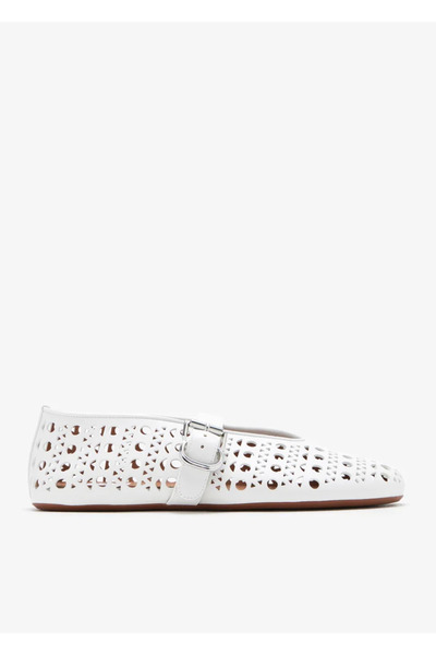 Shoes La Ballerine croc-effect leather-trimmed mesh ballet flats